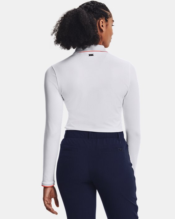 Damen UA Zinger Langarm-Poloshirt, White, pdpMainDesktop image number 2